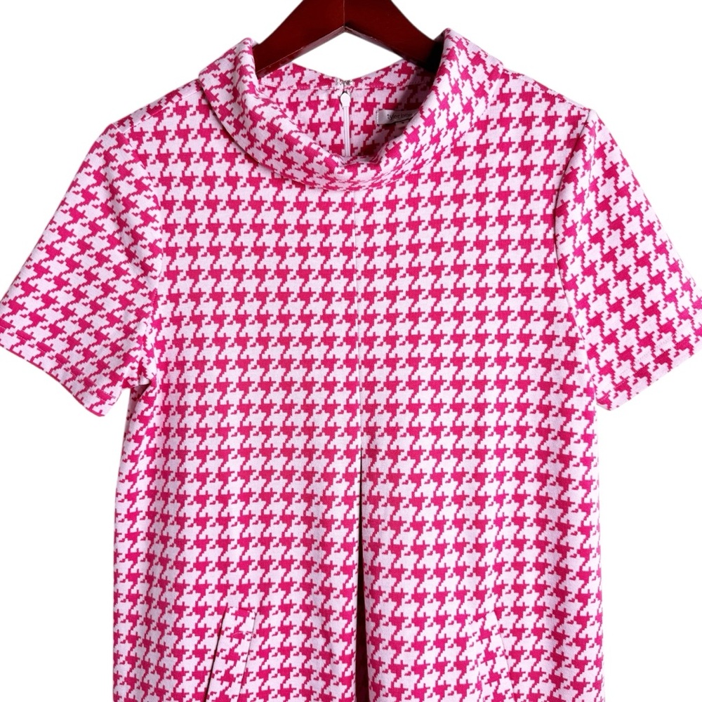 TYLER BOE Kristen Knit Dress Size Small in Pink Houndstooth Print - Picture 3 of 12